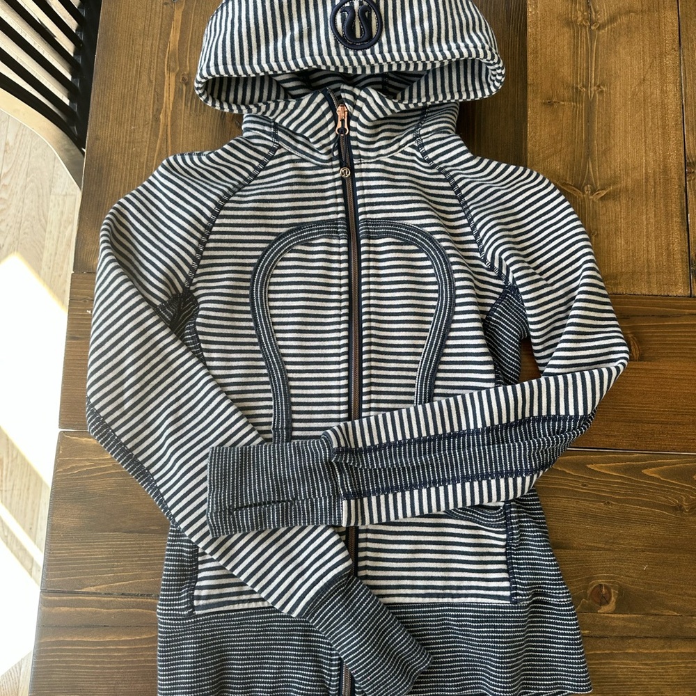 Lululemon Athletica Navy and White Striped Hoodie